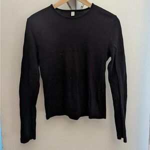 KOTN Basic Long Sleeve Black Crewneck Top
